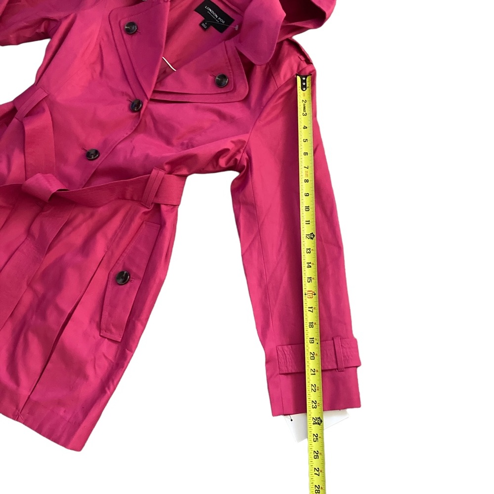 LONDON FOG Womens Pink Belted Trench Coat L - Picture 7 of 16